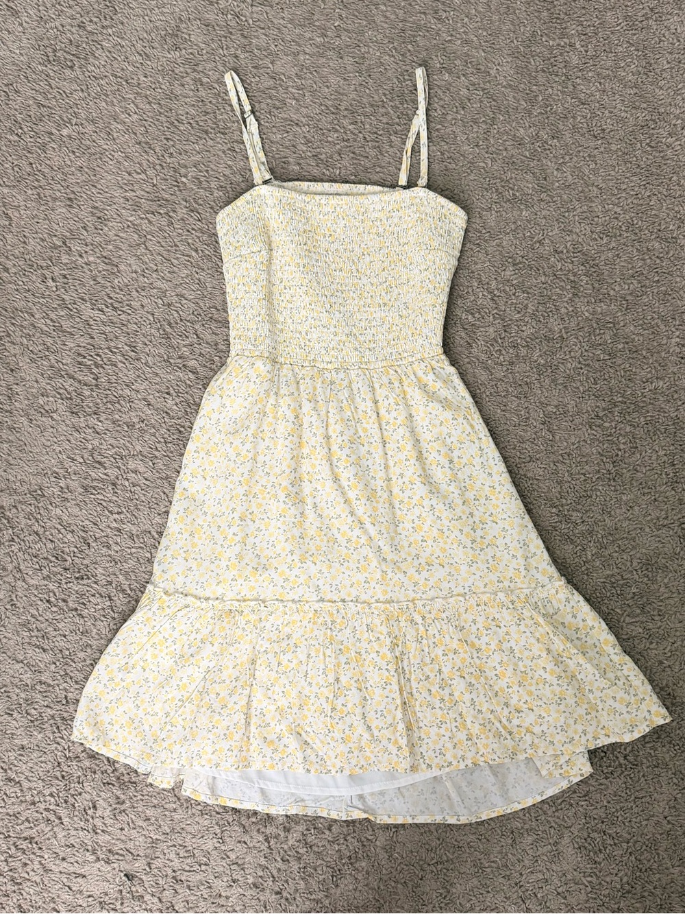 Hollister Yellow Floral Smocked Midi Sundress